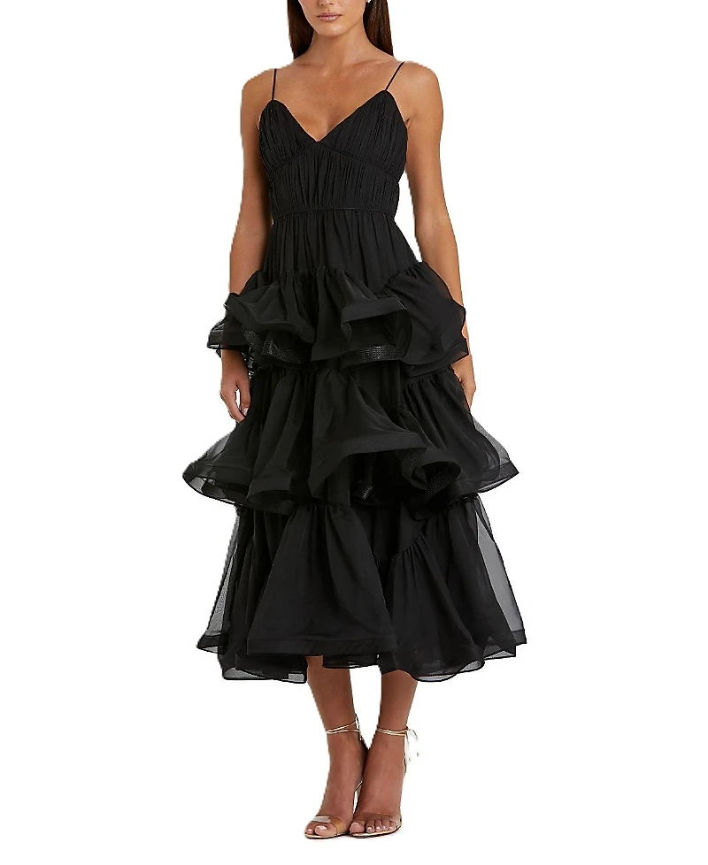 Mac Duggal Tiered V-Neck Dress