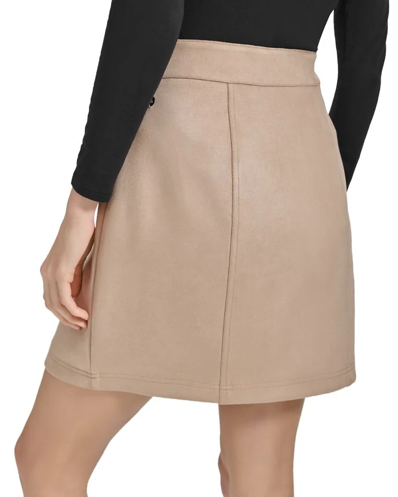 Faux Suede Cargo Mini Skirt
