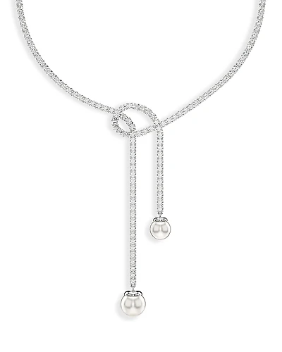 Swarovski Matrix Crystal & Imitation Pearl Lariat Necklace