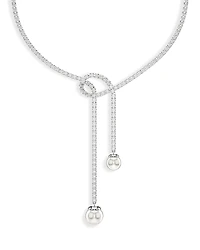Swarovski Matrix Crystal & Imitation Pearl Lariat Necklace