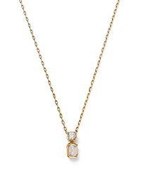 Diamond Round & Emerald Cut Pendant Necklace in 14K Yellow Gold, 0.33 tcw