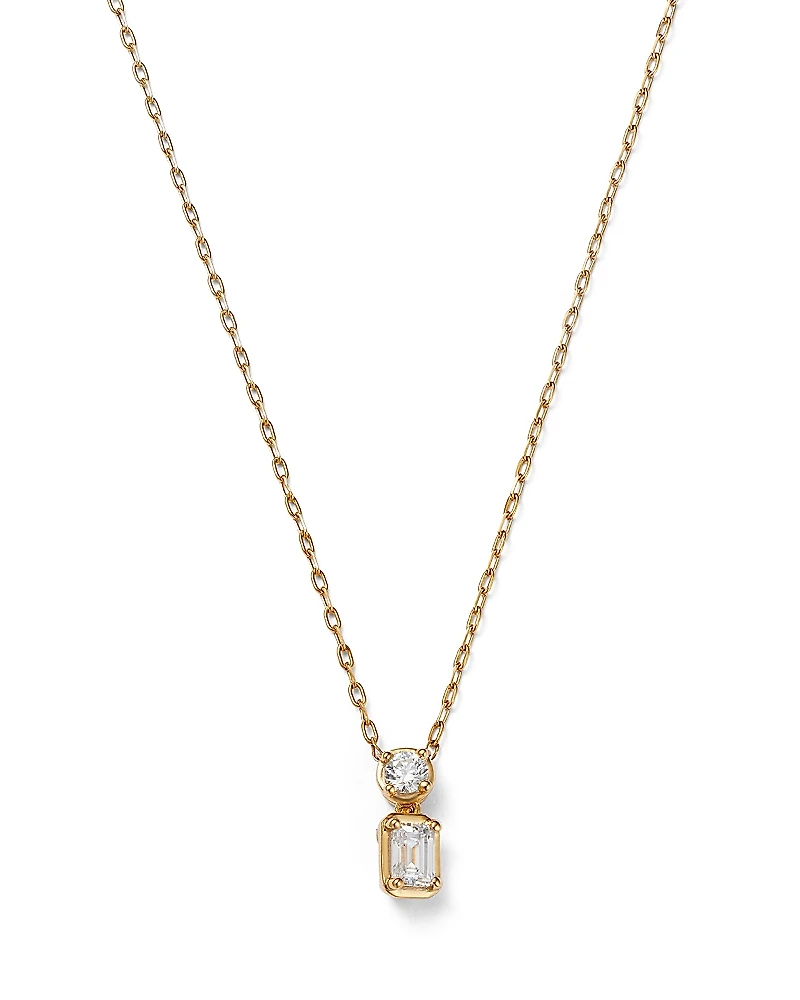 Bloomingdale's Fine Collection Diamond Round & Emerald Cut Pendant Necklace