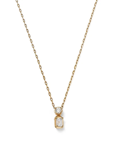 Bloomingdale's Fine Collection Diamond Round & Emerald Cut Pendant Necklace