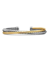 Crossover Two Row Cuff Sterling Silver with 18K Yellow Gold, 5mm