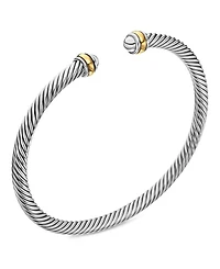 Classic Cable Bracelet Sterling Silver with 18K Yellow Gold, 4mm