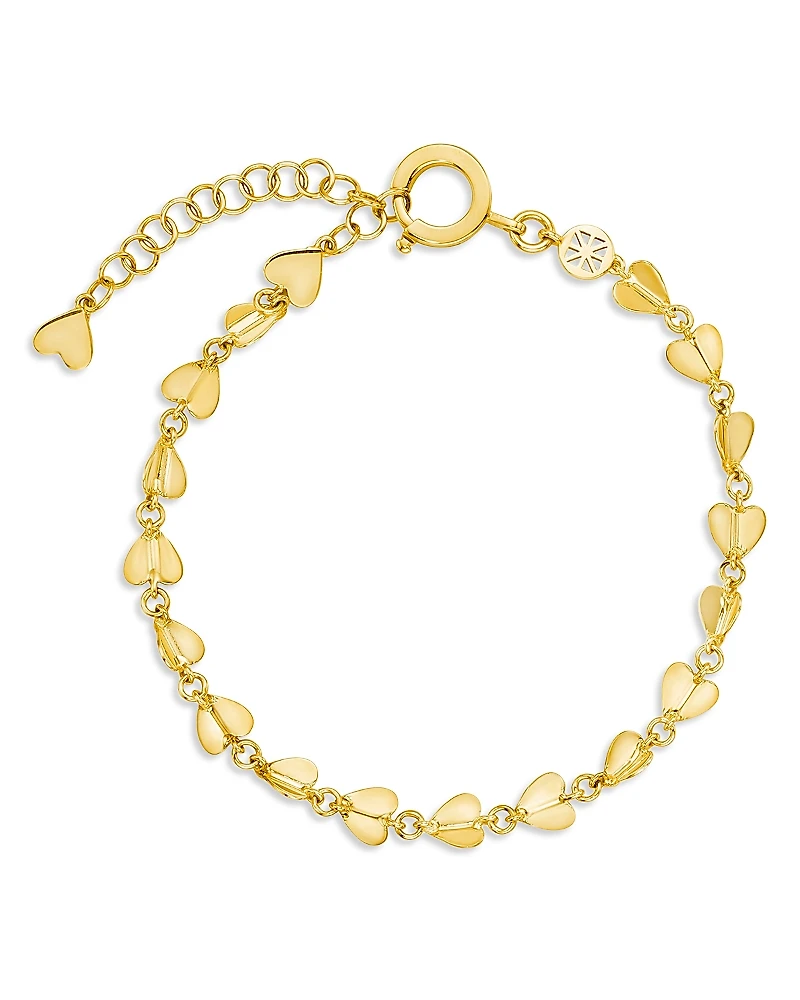 Cadar 18K Yellow Gold Endless Wings of Love, Folded Heart Link Bracelet