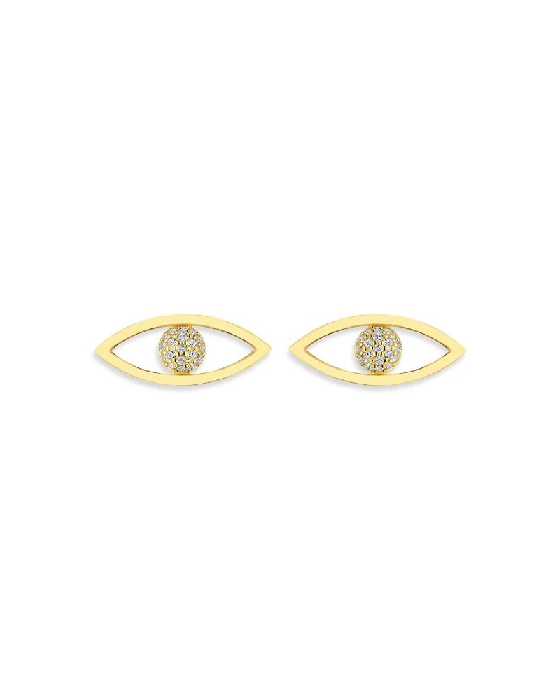 18K Yellow Gold Reflections Stud Earrings with Diamonds, 0.19 tcw