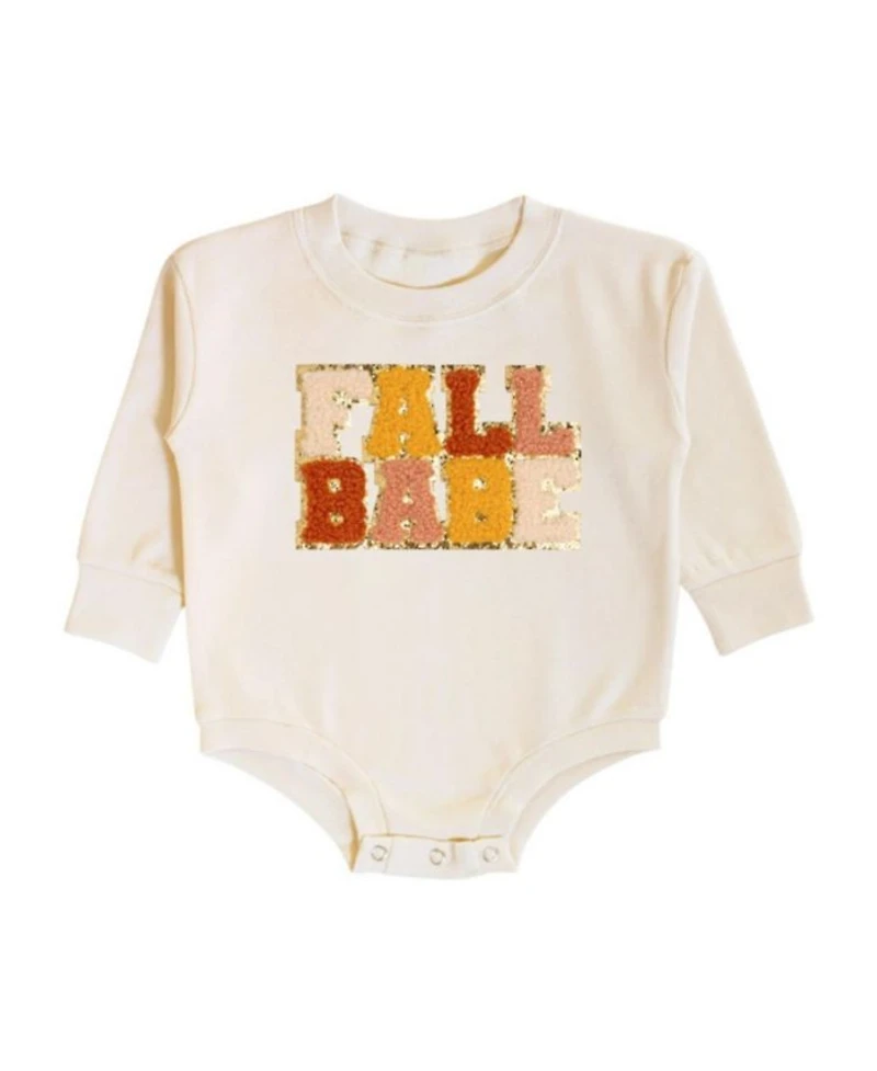 Girls' Fall Babe Patch Long Sleeve Romper - Baby