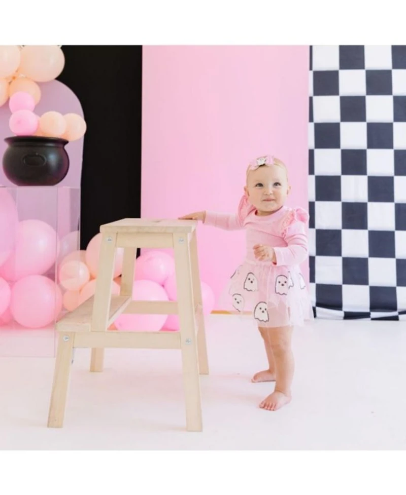 Ghost Sequin Halloween Long Sleeve Tutu Bodysuit - Baby
