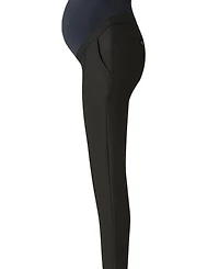 Women s Slim Leg Over-Belly Maternity Dress Pants Black Italian Stretch Suiting Fabric