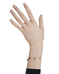 Symbolica Crystal & Imitation Pearl Mixed Charm Slider Bracelet in Gold Tone