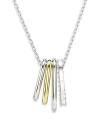 Hyperbola Crystal Multi Ring Pendant Necklace in Gold Tone & Rhodium Plated, 14.87"-16.87"