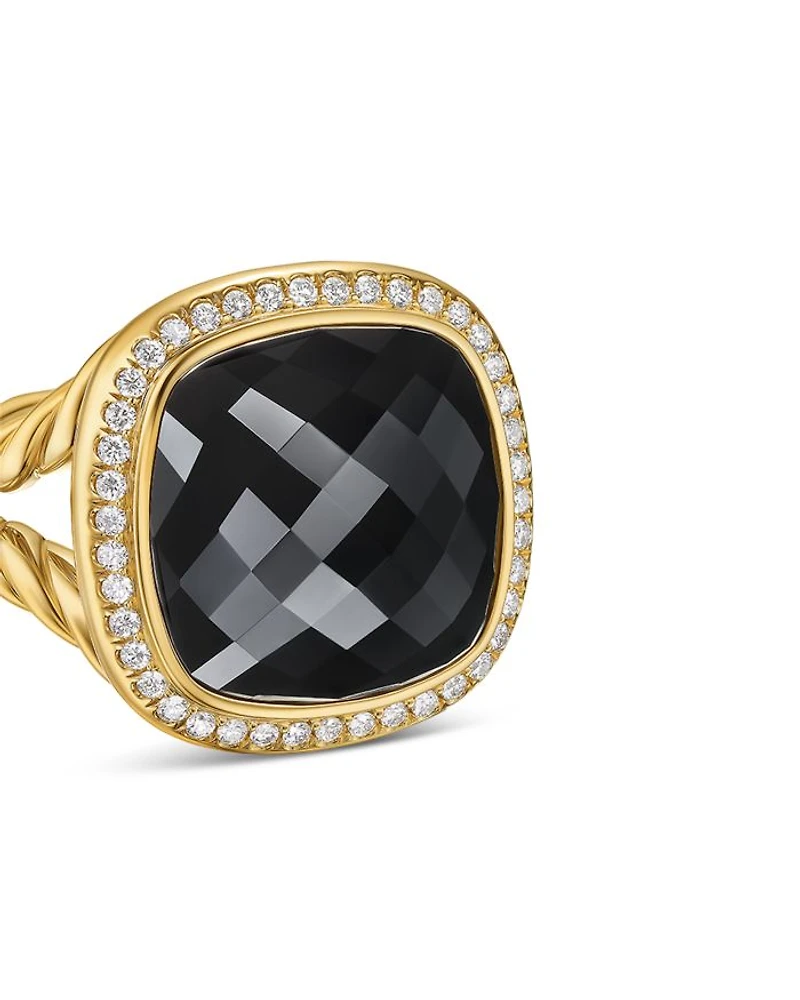 Albion® Ring 18K Yellow Gold with Gemstones and Diamonds, 15mm