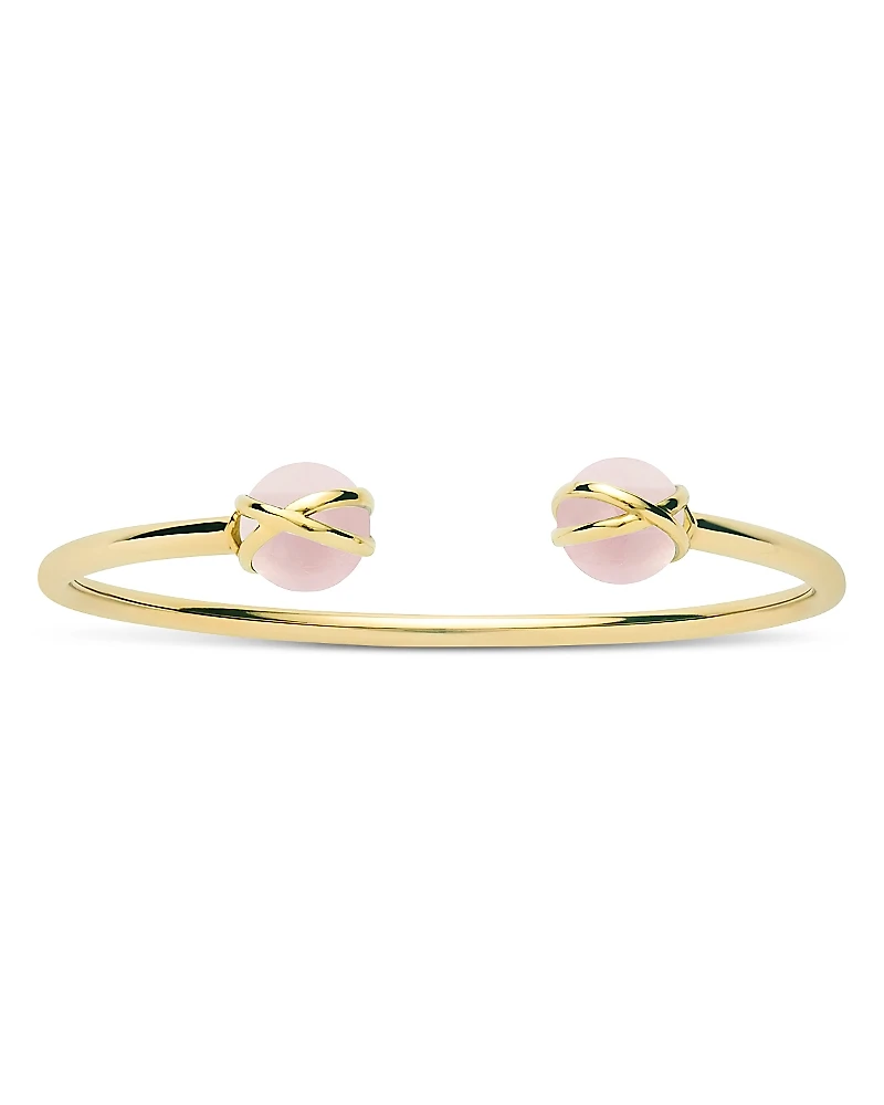 L. Klein 18K Yellow Gold Prisma Rose Quartz Bangle Bracelet