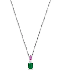 Bloomingdale's Fine Collection Emerald, Pink Sapphire & Diamond Pendant Necklace