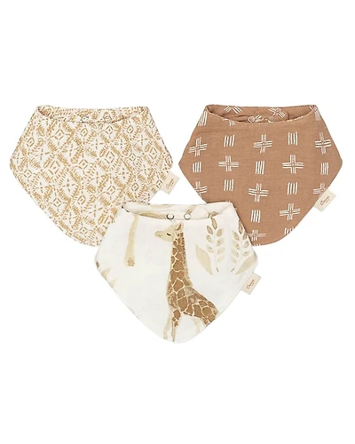 Crane Baby Kendi Safari Muslin Bib Set, 3 Pack - Ages 0-36 Months