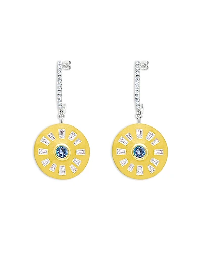 Meira T 14K Yellow Gold Diamond & Blue Topaz Disc Drop Earrings