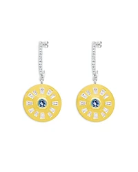 Meira T 14K Yellow Gold Diamond & Blue Topaz Disc Drop Earrings