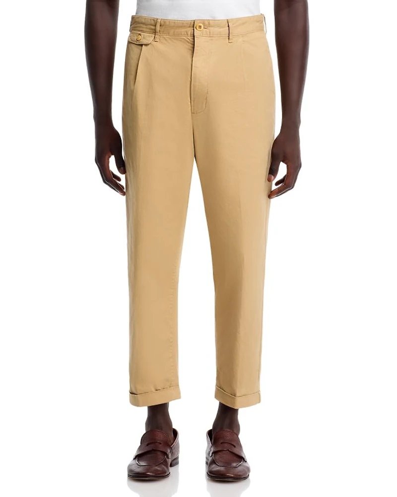 Pleated Cropped Chino Pants