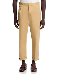 Pleated Cropped Chino Pants