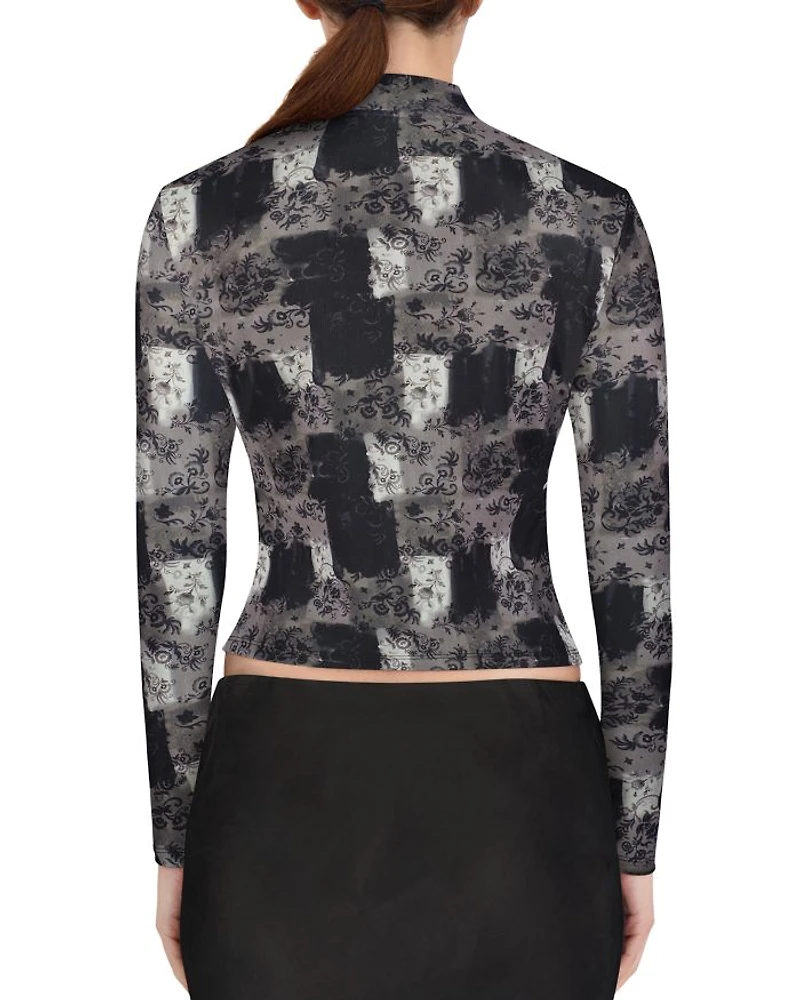 Mesh Mock Neck Top