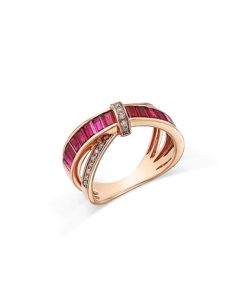 Bloomingdale's Fine Collection Ruby & Diamond Crossover Statement Ring