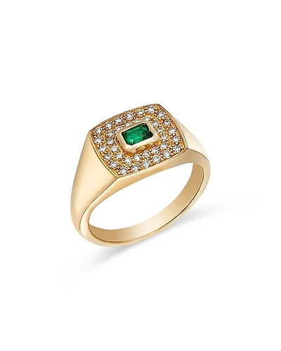 Bloomingdale's Fine Collection Emerald & Diamond Signet Ring