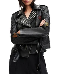 Leather College Biker Jacket