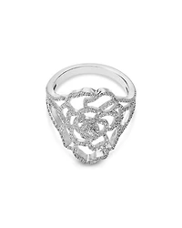 Diamond Flower Ring 14K White Gold, 0.75 tcw