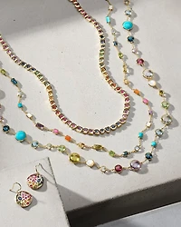 18K Rock Candy® Rainbow Sapphire & Tsavorite Mixed Cut Bezel Tennis Necklace, 17" - Exclusive