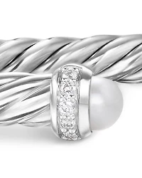 Cablespira Flex® Bracelet Sterling Silver with Pearls and Diamonds, 4mm