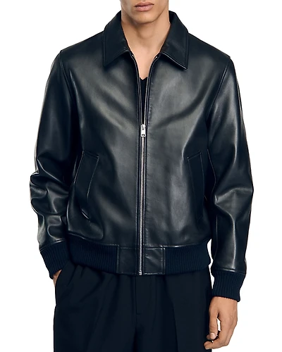 Sandro Thomas Leather Full Zip Jacket