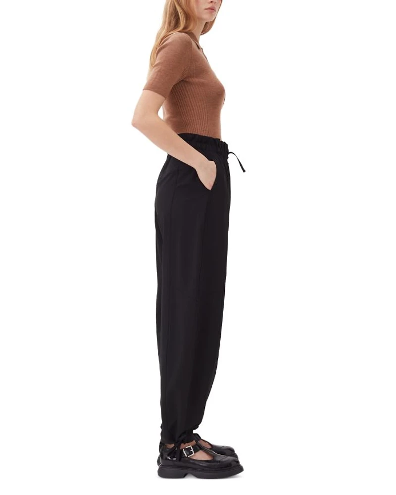 Black Drapey Melange Elasticated Waist Trousers