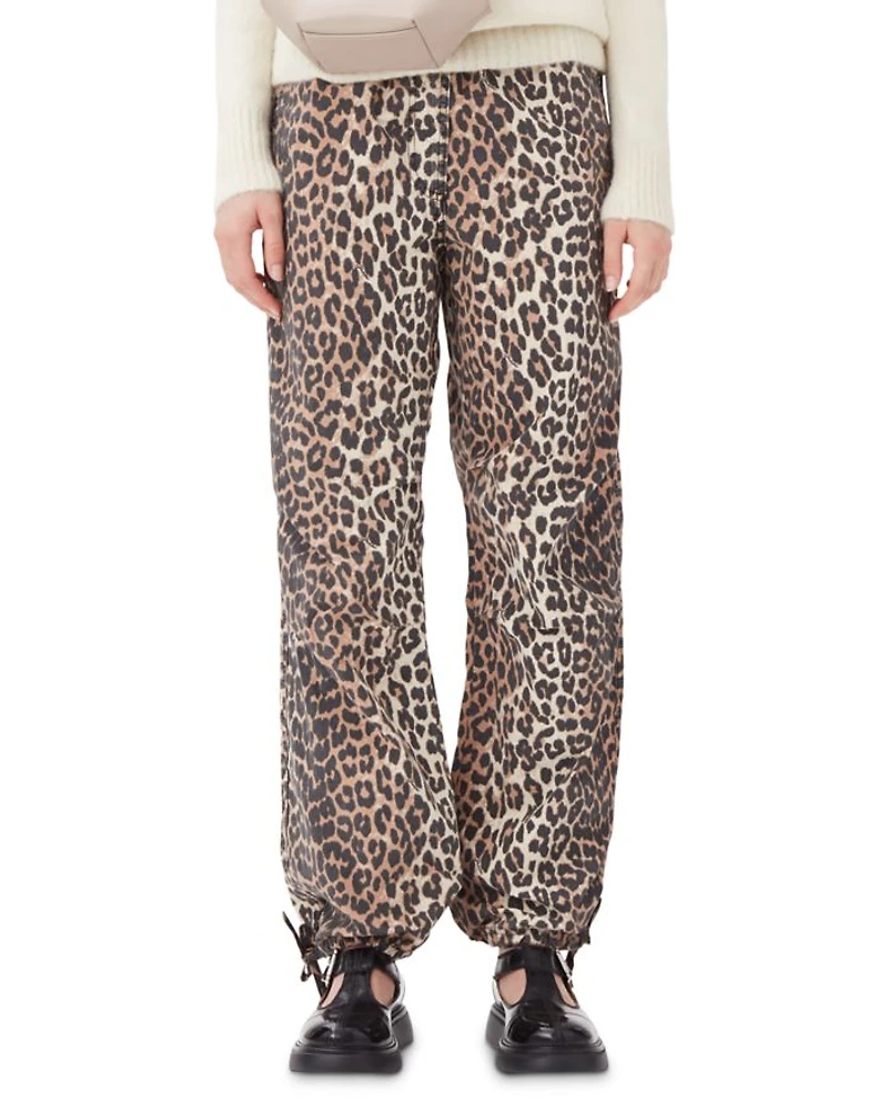 Leopard Print Drawstring Pants