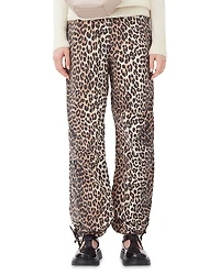 Ganni Leopard Print Drawstring Pants