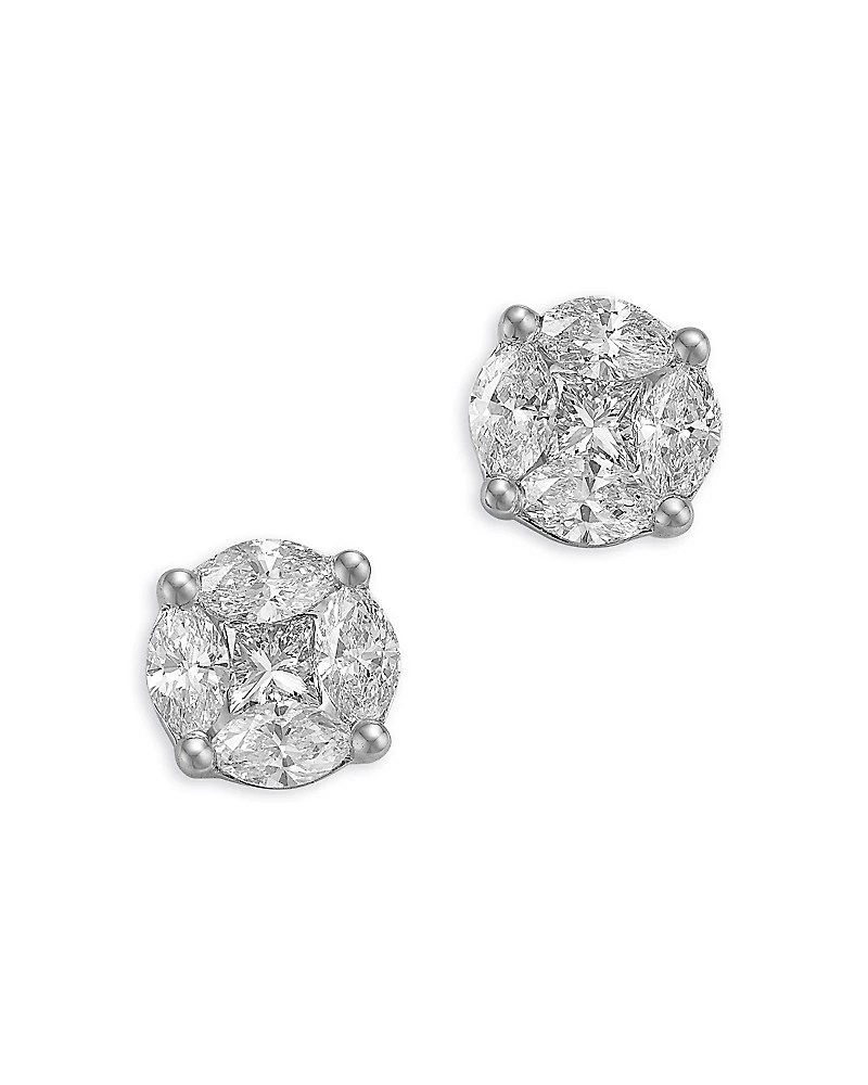 Bloomingdale's Fine Collection Diamond Marquise & Princess Cluster Stud Earrings