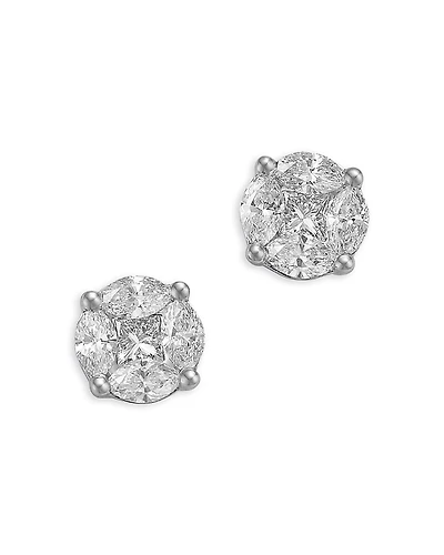 Bloomingdale's Fine Collection Diamond Marquise & Princess Cluster Stud Earrings