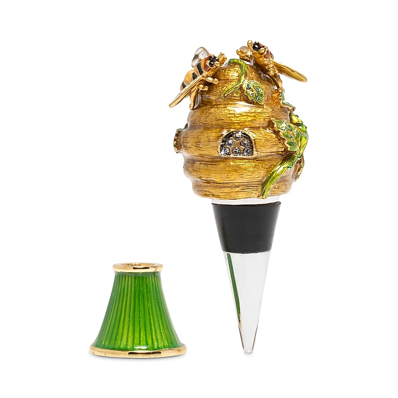 Jay Strongwater Mead Beehive Wine Stopper and Stand