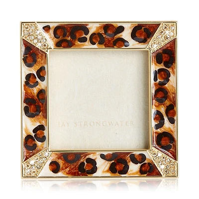 Jay Strongwater Leland Leopard Spotted Pave Corner 2 x 2 Square Frame