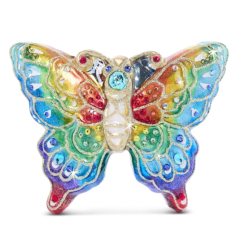 Jay Strongwater Rainbow Butterfly Glass Ornament