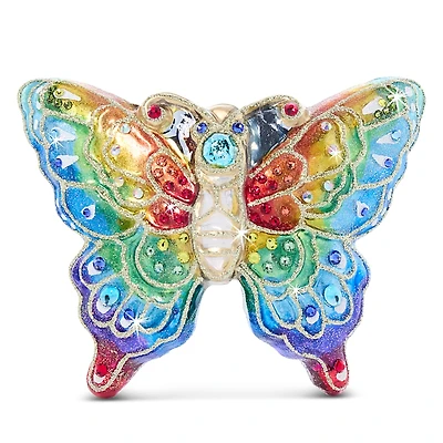 Jay Strongwater Rainbow Butterfly Glass Ornament