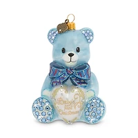 Jay Strongwater Baby's First Christmas Teddy Glass Ornament