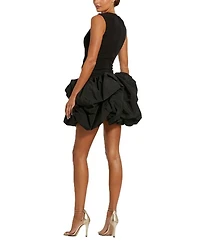 Sleeveless Crepe Bubble Skirt Mini Dress