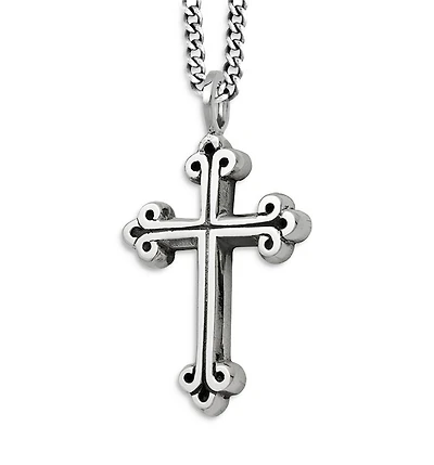Medium Traditional Cross Pendant Necklace, 24"