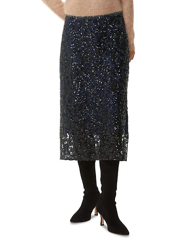 Floral Sequins Midi Skirt