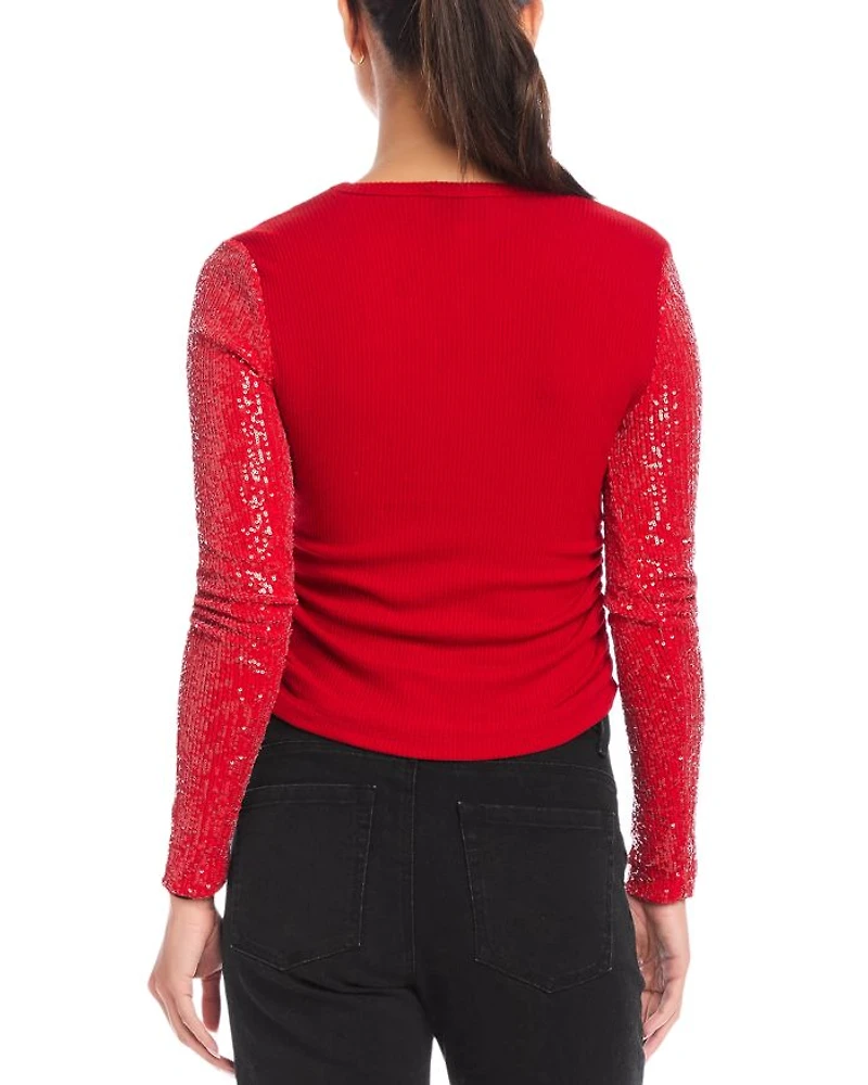 Cady Contrast Sequin Top