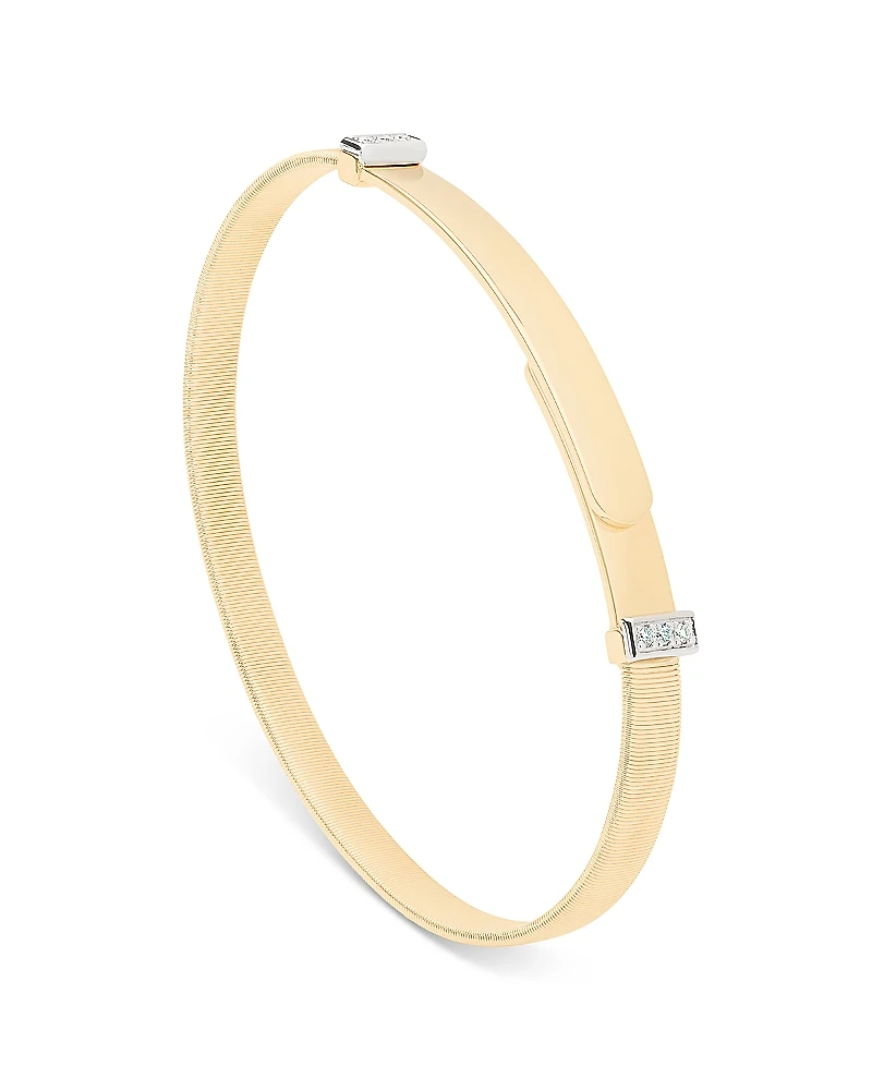 Marco Bicego 18K Yellow Gold Masai Diamond Pave Two Station Thin Bangle Bracelet