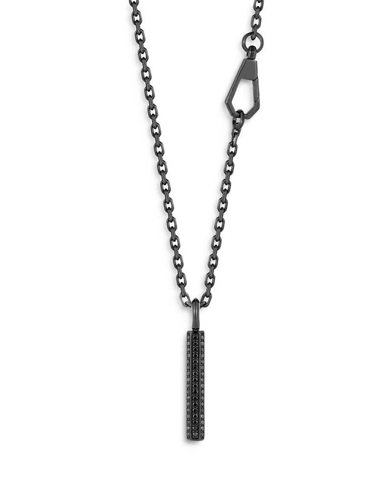Grant 18K Black Gold Black Diamond Hexagon Bar Pendant