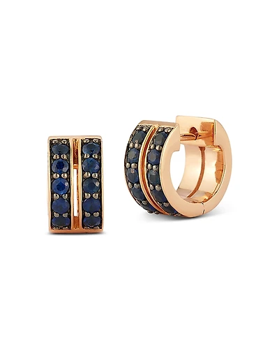 Walters Faith 18K Rose Gold Blue Sapphire Classic Double Row Huggie Earrings