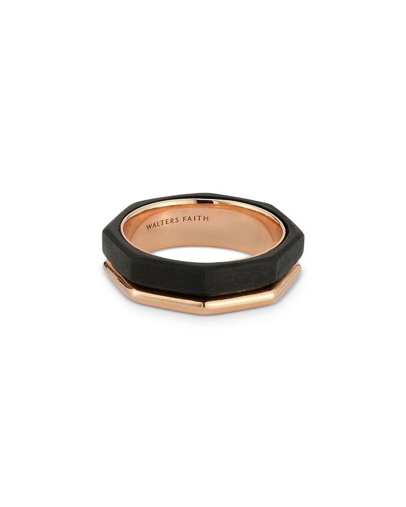 Men's 18K Rose Gold Ebony Sydney Hexagon Band